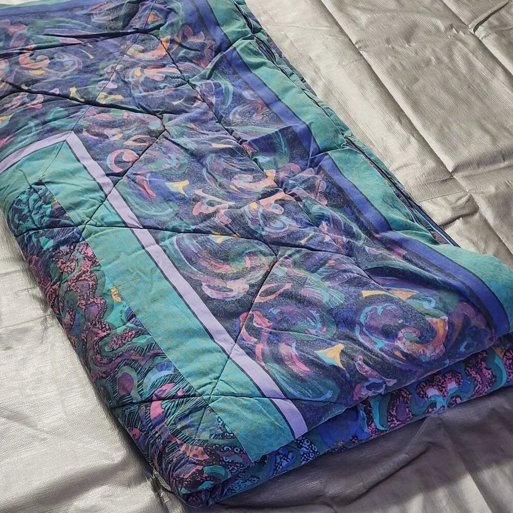 Bill Blass For Springmaid Full Bedspread Vintage 80-90s Marbled Jewel Comforter